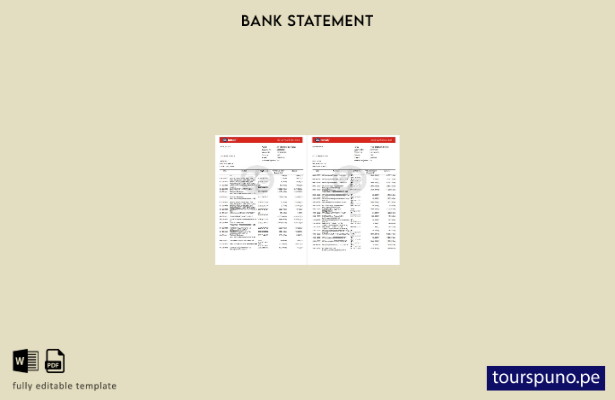 listo para imprimir plantilla de páginas de Word de extracto bancario de India K